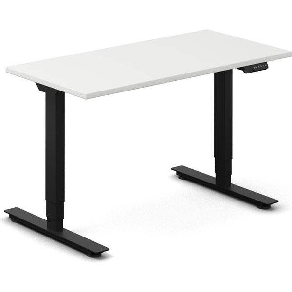 Office h&aelig;ve-s&aelig;nkebord 120x60cm hvid med sort stel