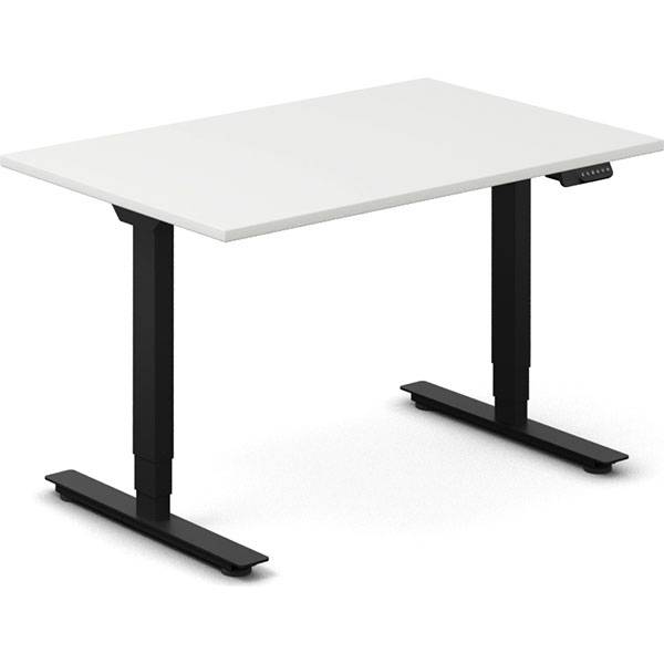 Office h&aelig;ve-s&aelig;nkebord 120x80cm hvid med sort stel