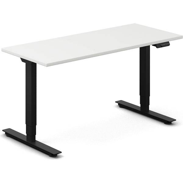 Office hæve-sænkebord 140x60cm hvid med sort stel