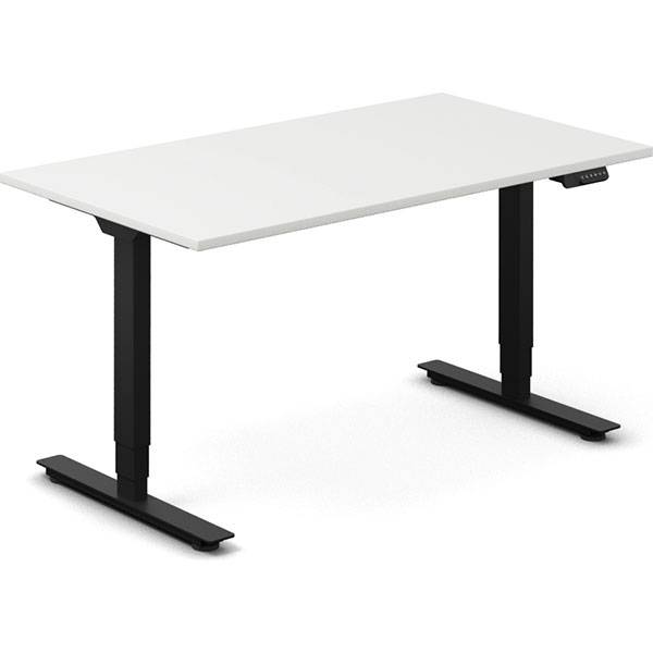 Office hæve-sænkebord 140x80cm hvid med sort stel