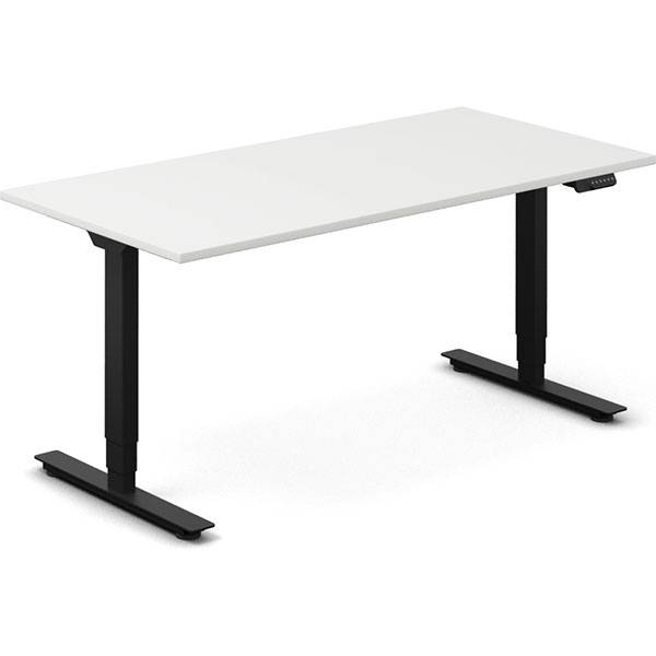 Office h&aelig;ve-s&aelig;nkebord 160x80cm hvid med sort stel