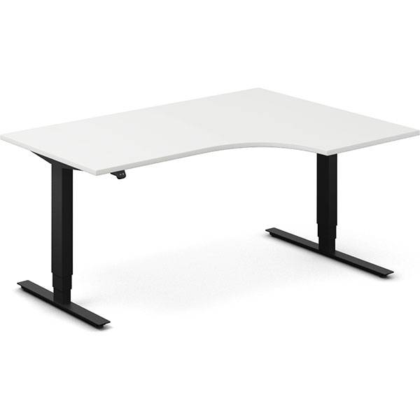 Office h&aelig;ve-s&aelig;nkebord 160x120cm i hvid med sort stel h&oslash;jrevendt