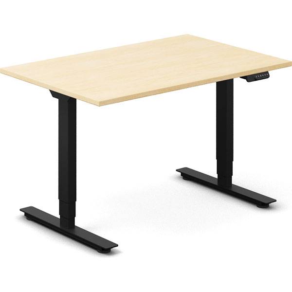 Office hæve-sænkebord 120x80cm i birk med sort stel