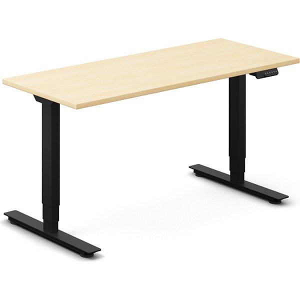 Office h&aelig;ve-s&aelig;nkebord 140x60cm i birk med sort stel