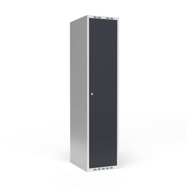 Garderobeskab med lige tag og cylinderl&aring;s 1x400mm antracit d&oslash;r