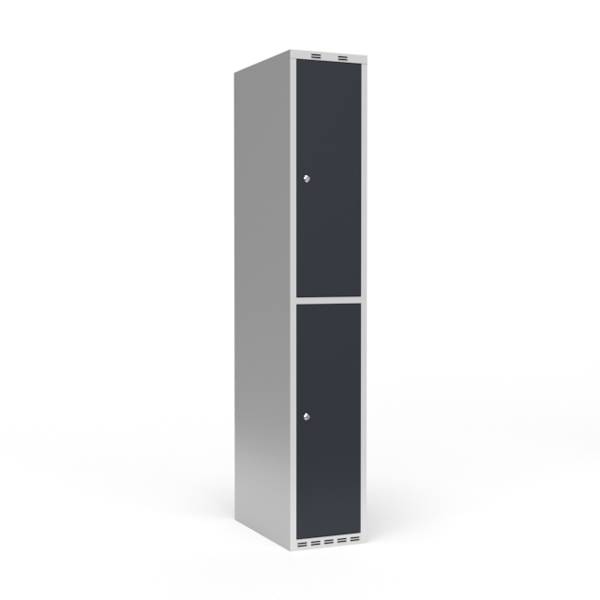 Garderobeskab 1x300mm med lige tag, 2 antracit døre med cylinderlås