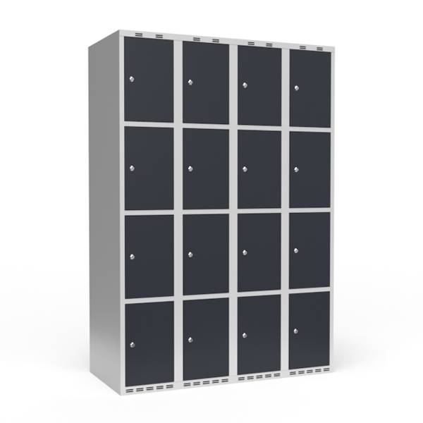 Garderobeskab 4-delt med cylinderl&aring;s 4x300mm antracit d&oslash;r