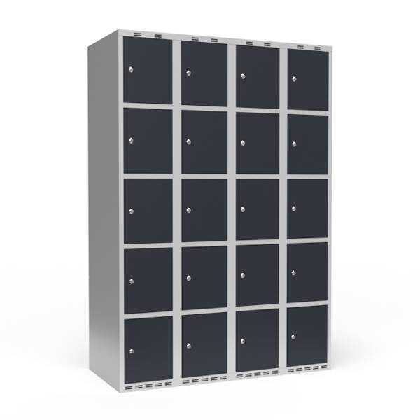 Garderobeskab lige tag 5-delt med cylinderlås 4x300mm antracit dør