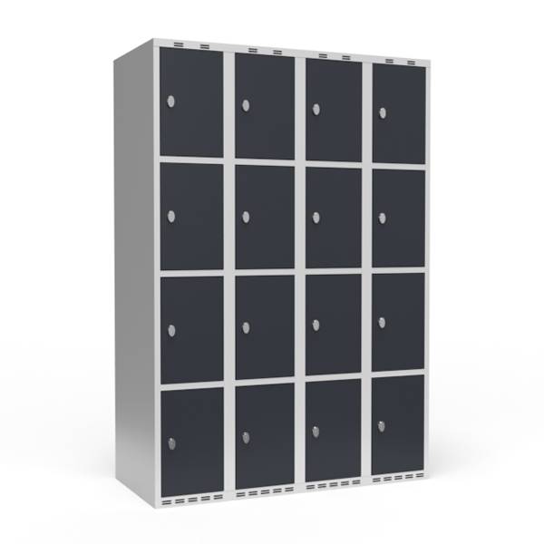 Garderobeskab til h&aelig;ngel&aring;s og lige tag 4x300mm antracitgr&aring; d&oslash;r