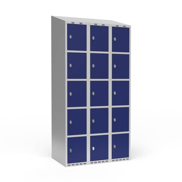 Garderobeskab skr&aring;t tag 5-delt til h&aelig;ngel&aring;s 3x300mm bl&aring; d&oslash;r