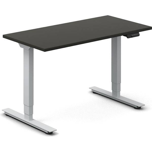 Office h&aelig;ve-s&aelig;nkebord 120x60cm antracit med s&oslash;lv stel