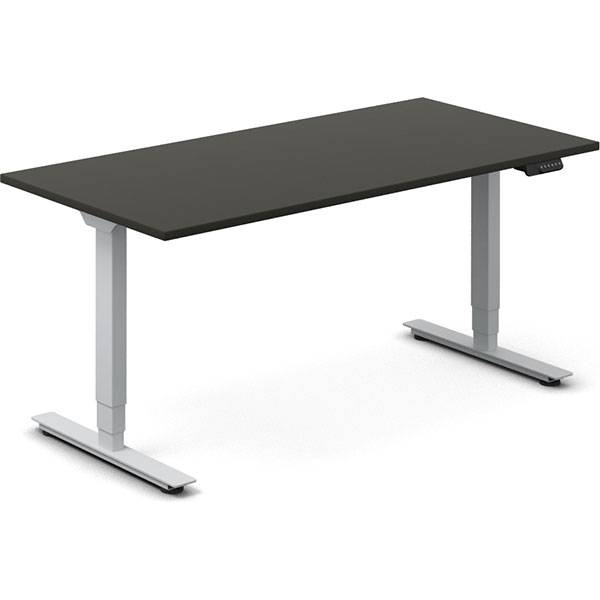 Office hæve-sænkebord 160x80cm antracit med sølv stel