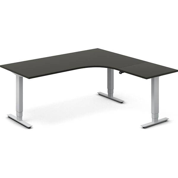 Office h&aelig;ve-s&aelig;nkebord 180x180cm i antracit med alugr&aring;t stel h&oslash;jrevendt