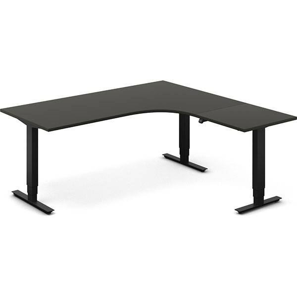 Office h&aelig;ve-s&aelig;nkebord 180x180cm i antracit med sort stel h&oslash;jrevendt