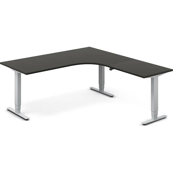 Office h&aelig;ve-s&aelig;nkebord 180x200cm i antracit med alugr&aring;t stel h&oslash;jrevendt