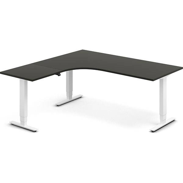 Office h&aelig;ve-s&aelig;nkebord 180x180cm i antracit med hvidt stel venstrevendt