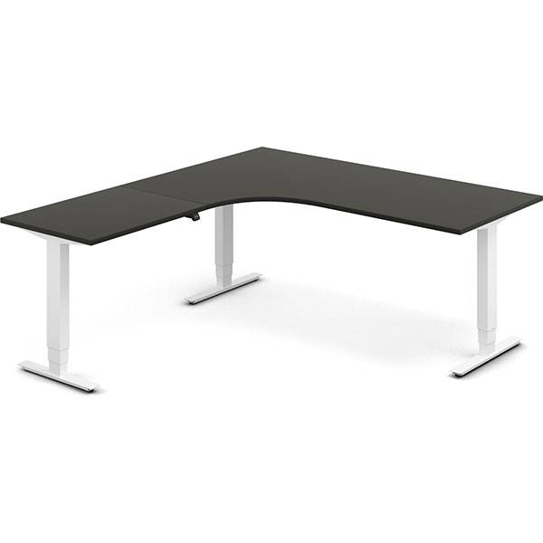 Office h&aelig;ve-s&aelig;nkebord 180x200cm i antracit med hvidt stel venstrevendt