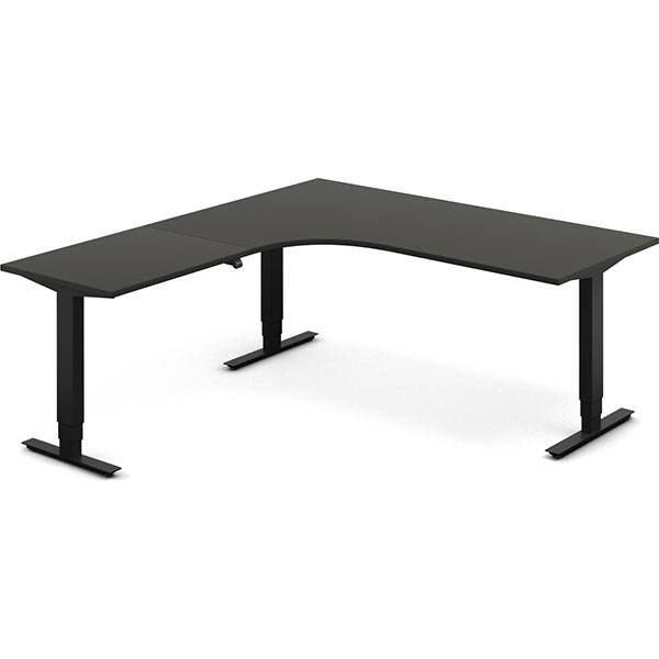 Office h&aelig;ve-s&aelig;nkebord 180x200cm i antracit med sort stel venstrevendt