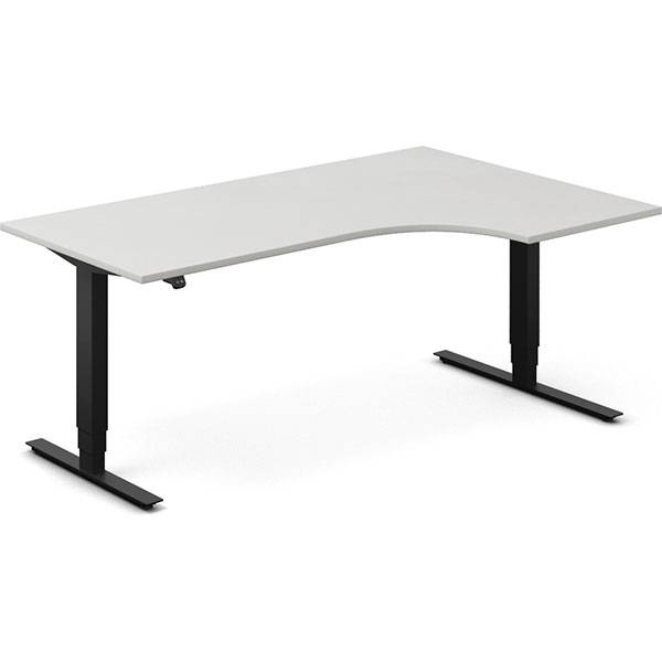 Office h&aelig;ve-s&aelig;nkebord 180x120cm i lys gr&aring; med sort stel h&oslash;jrevendt