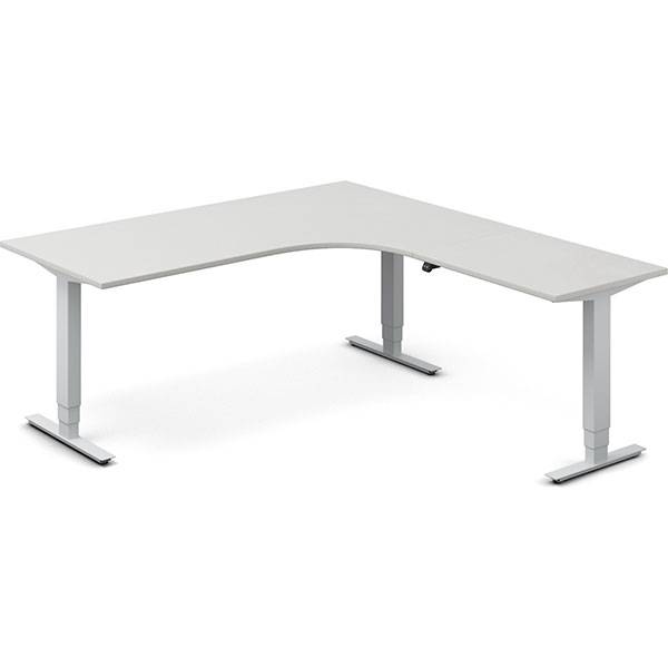 Office h&aelig;ve-s&aelig;nkebord 180x200cm i lys gr&aring; med alugr&aring;t stel h&oslash;jrevendt