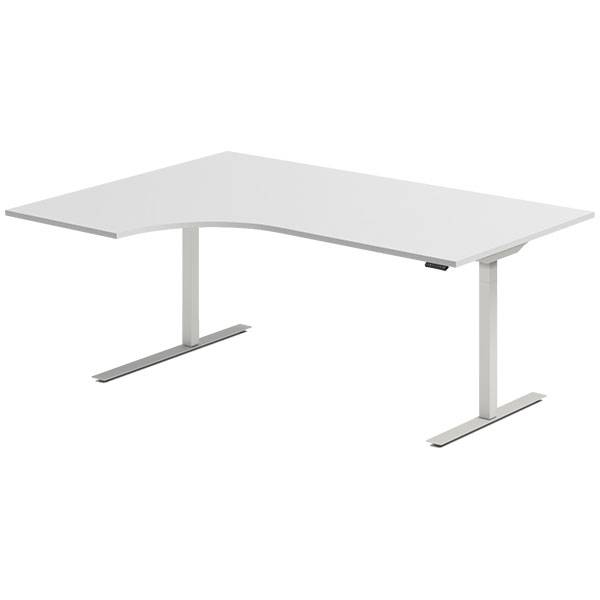 Office hæve-sænkebord 180x120cm i lys grå med alugråt stel venstrevendt