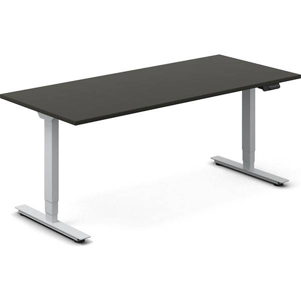 Office hæve-sænkebord 180x80cm antracit med sølv stel