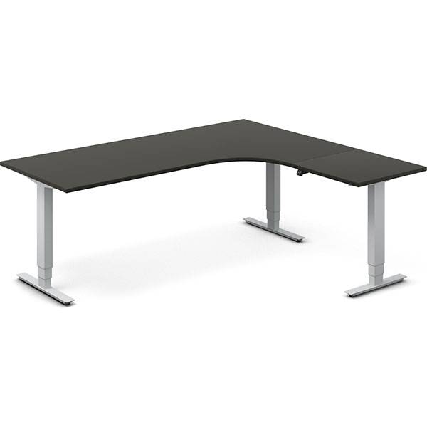 Office h&aelig;ve-s&aelig;nkebord 200x180cm i antracit med alugr&aring;t stel h&oslash;jrevendt