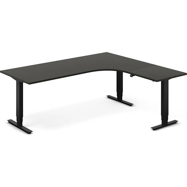 Office h&aelig;ve-s&aelig;nkebord 200x180cm i antracit med sort stel h&oslash;jrevendt