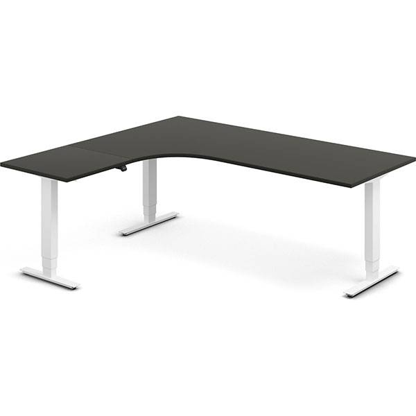 Office h&aelig;ve-s&aelig;nkebord 200x180cm i antracit med hvidt stel venstrevendt