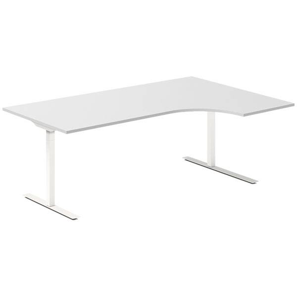 Office hæve-sænkebord 200x120cm i lys grå med hvidt stel højrevendt