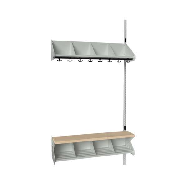 BST garderobe påbygningssektion model G med 4 pladser 1000mm lys grå