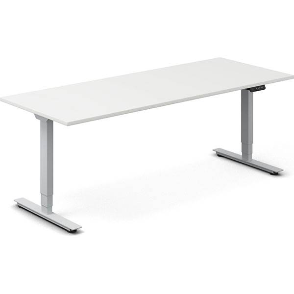 Office hæve-sænkebord 200x80cm hvid med sølv stel