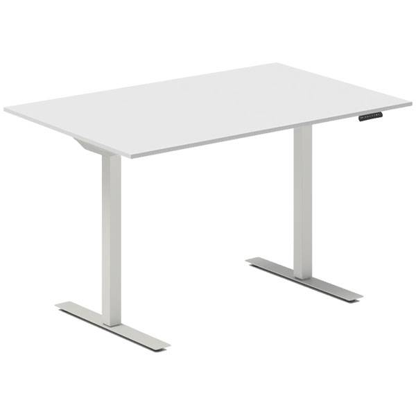 Office hæve-sænkebord 120x80cm lysgrå med alugråt stel