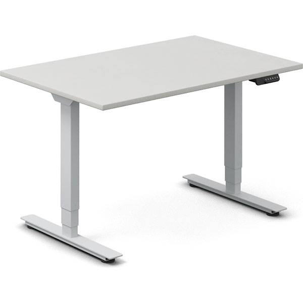 Office h&aelig;ve-s&aelig;nkebord 120x80cm lysgr&aring; med s&oslash;lv stel