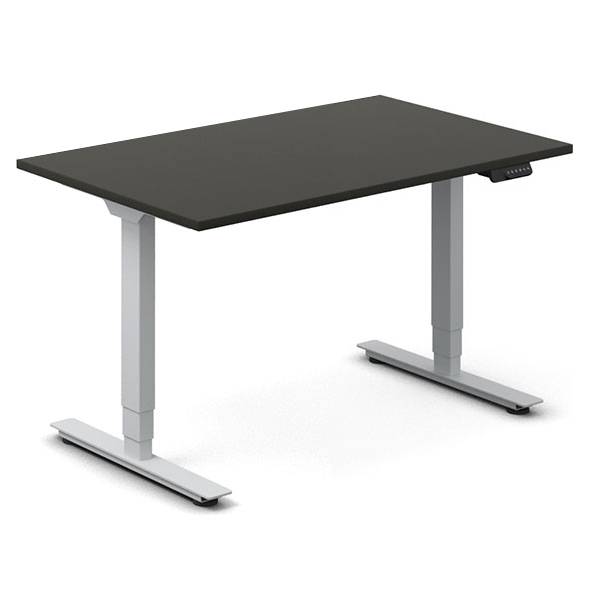 Office hæve-sænkebord 120x80cm antracit med sølv stel