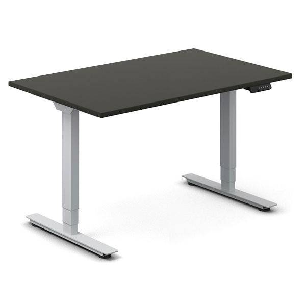 Office h&aelig;ve-s&aelig;nkebord 120x80cm antracit med s&oslash;lv stel