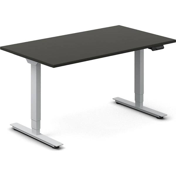 Office hæve-sænkebord 140x80cm antracit med sølv stel