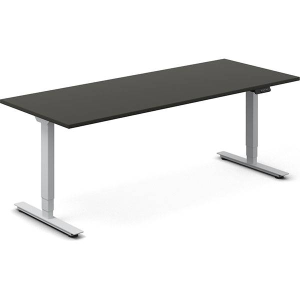 Office hæve-sænkebord 200x80cm antracit med sølv stel