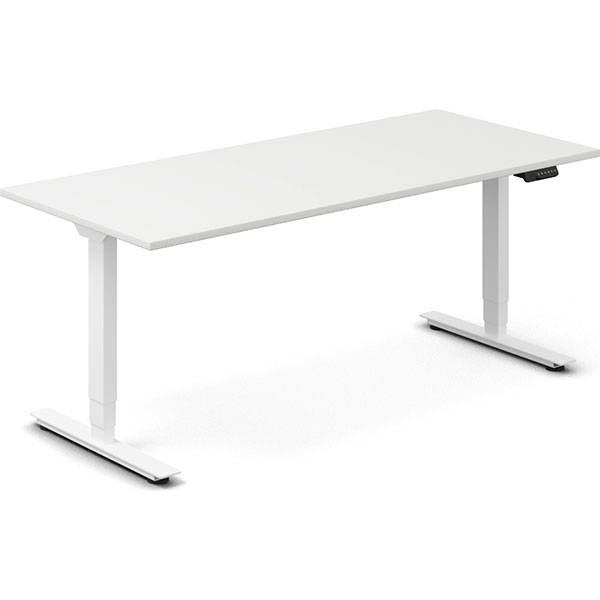 Office h&aelig;ve-s&aelig;nkebord 180x80cm hvid med hvidt stel