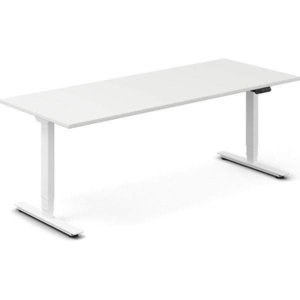 Office h&aelig;ve-s&aelig;nkebord 200x80cm hvid med hvidt stel