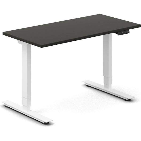Office hæve-sænkebord 120x60cm antracit med hvidt stel