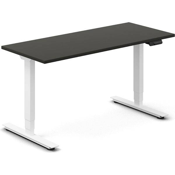 Office hæve-sænkebord 140x60cm antracit med hvidt stel