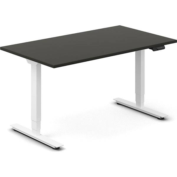 Office hæve-sænkebord 140x80cm antracit med hvidt stel