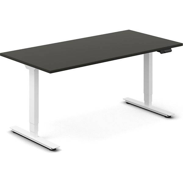 Office hæve-sænkebord 160x80cm antracit med hvidt stel