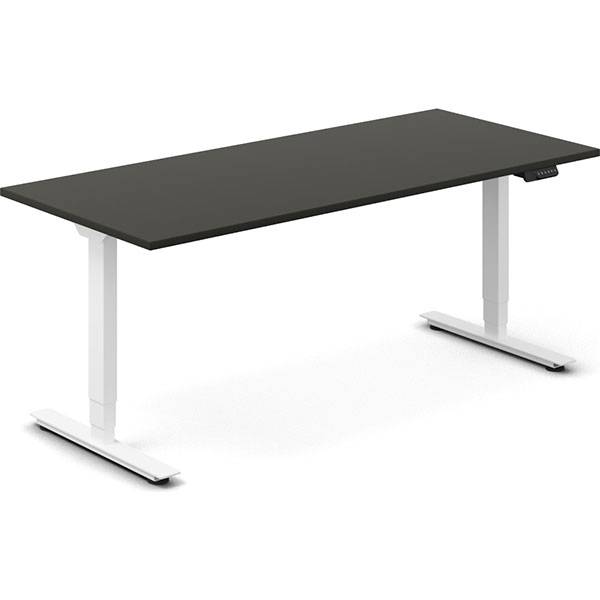 Office h&aelig;ve-s&aelig;nkebord 180x80cm antracit med hvidt stel