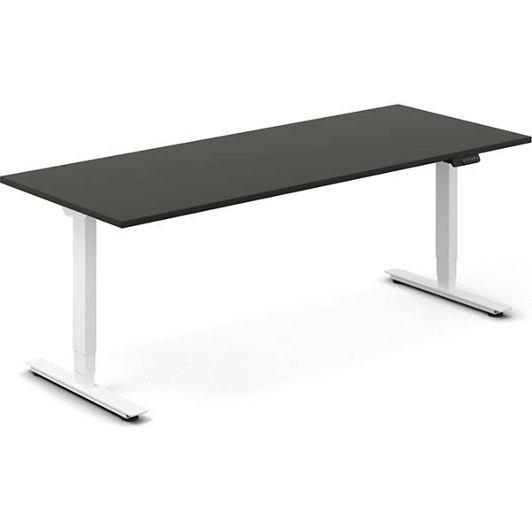 Office hæve-sænkebord 200x80cm antracit med hvidt stel