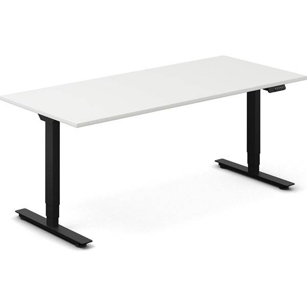 Office hæve-sænkebord 180x80cm hvid med sort stel
