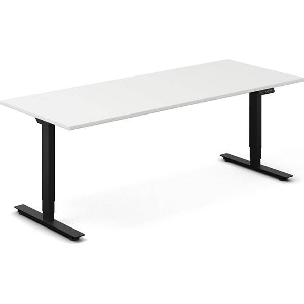 Office h&aelig;ve-s&aelig;nkebord 200x80cm hvid med sort stel
