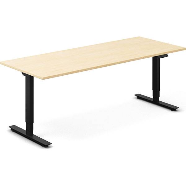 Office h&aelig;ve-s&aelig;nkebord 200x80cm i birk med sort stel