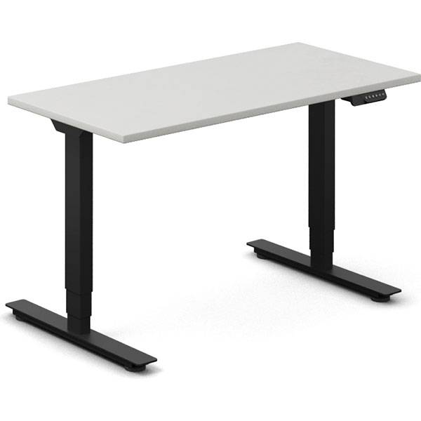 Office hæve-sænkebord 120x60cm lysgrå med sort stel